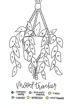 a coloring page with numbers and leaves on it