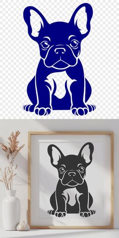 an image of a blue and black dog on the wall