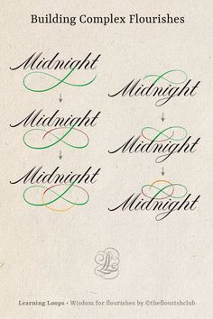 some type of calligraphy that has been written in different colors and font styles on it