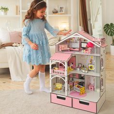 This exquisite wooden dollhouse is designed for small dolls up to 15 cm (5.91 inches), making it an ideal home for LOL, Evi, Enchantimals, Barbie Chelsea, and more. The "SMART HOUSE" dollhouse features a charming three-story design complete with a terrace, swing, elevator, and stairs. With 5 spacious rooms and an additional terrace, it offers ample space to accommodate numerous dolls, furniture, and accessories, providing endless hours of imaginative play for children. ✔️ A unique feature of thi Pink Dollhouse, Smart House, Small Dolls, Dollhouse Toys, Wooden Dollhouse, Deck Chairs, Box Dimensions, Gift For Kids, Imaginative Play