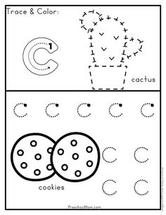 trace and color worksheet with cookies