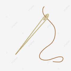 a knitting needle with an orange thread on a white background, hand drawn, illustration png and psd