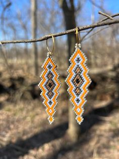 Long Seed Bead Earring Color Block Long Earrings Fun Earrings Multicolor Long Seed Bead Earrings Statement Earrings - Etsy Artisan Orange Round Bead Earrings, Orange Beaded Hoop Earrings As A Gift, Orange Beaded Hoop Earrings For Gift, Orange Round Bead Earrings, Artisan Beaded Drop Earrings, Artisan Beaded Drop Earrings For Pierced Ears, Handmade Artisan Orange Earrings, Orange Beaded Earrings As A Gift, Orange Beaded Drop Earrings For Pierced Ears