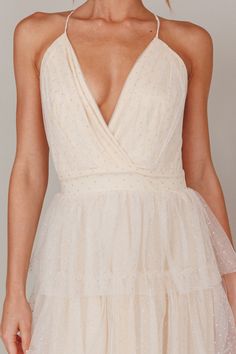 Shop the Seylah Tiered Frill Maxi Dress Glitter Cream | Selfie Leslie Glamorous Maxi Dress With Tie Back, Glamorous Spaghetti Strap Bridesmaid Dresses, Glamorous Backless Homecoming Maxi Dress, Party Maxi Dress With Crisscross Straps, Glamorous Party Dresses With Crisscross Straps, Backless Tulle Dress For Night Out, Glamorous Backless Maxi Bridesmaid Dress, Sleeveless Dress With Crisscross Straps For Homecoming, Summer Wedding Dress With Glitter