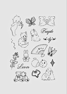 a sheet of stickers with different types of animals and flowers on the back of it