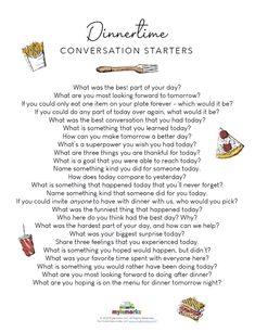 a poem that says dinner conversation starter