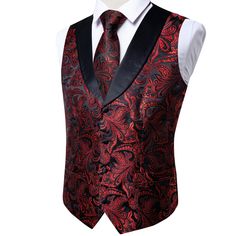 Red Waistcoat Men, Biker Wedding, Prom Suit, Floral Vest, Silk Vest, Floral Vests, Maroon Shirts