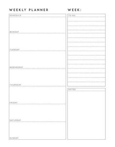 Printable Weekly Planner templates are available in PDF at free of cost. Download the templates and start manage your weeks well in advance. Free Printable Weekly Planner Template, Free Weekly Planner Templates, Plan Organization, Free Weekly Planner, Weekly Planner Printable Templates, Weekly Planner Sheets, Student Weekly Planner, Day Planner Template, Weekly Calendar Template