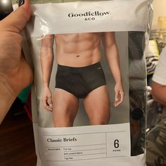 Goodfellow Brand 6 Pack Of Classic Briefs L, New In Package, Retails For $22. Casual Black Multipack Bottoms, Casual Black Bottoms Multi-pack, Casual Gray Bottoms Multi-pack, Casual Gray Multi-pack Bottoms, 6 Packs, 6 Pack, Briefs, Black Gray, Black And Grey