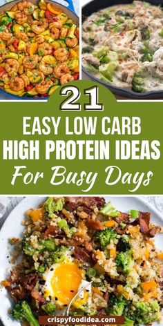 These easy low carb high protein recipes are best for meal prep and helps to lose weight. High Protein Ideas, Low Carb High Protein Meals, Protein Ideas, High Protein Meals, Healthy Low Carb Dinners, Low Carb High Protein, High Protein Low Carb Recipes, Protein Meals