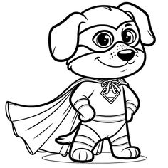 a cartoon dog with a cape on it's head