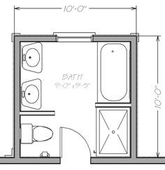 the floor plan for a small bathroom