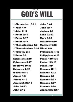 a poster that says god's will with the names of all the people in it