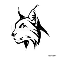 the head of a fox is drawn in black on a white background