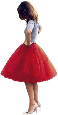 PRICES MAY VARY. Dense skirt:5 layers in total,4 layers tulle and 1 layer lining.Made of smooth and comfortable fabric,eco-friendly.Looks puffy.Not see-through Size Small-Large= 23.6inch -31.4inch (60cm-80cm); Size XL-XXL=31.4inch-39.3inch(80cm-100cm). The length of the skirt is 23.6inch(60cm).Please double check the size before you place the order.The satin ribbon will be sent to you for free. Versatile skirt:Can be used as tutu skirt for party ,underskirt petticoat for vintage 50's skirt or ba Tutu En Tulle, Womens Tulle Skirt, Tule Rok, Gonna In Tulle, Mid Skirt, Layered Tulle Skirt, Tulle Midi Skirt, Princess Skirt, Tulle Tutu Skirt