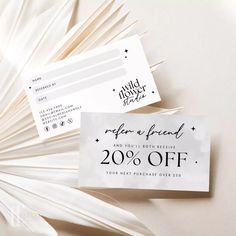 Modern Refer A Friend Discount Card Canva Template | Cinna - Trendy Fox Studio Spa Discount Card, Refer A Friend Promotion Ideas, Business Rebranding, Lash Spa, Wax Room, Tan Salon, Esthetician Inspiration, Waxing Room, Studio Suite