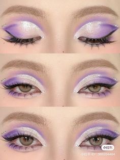 Creative Purple Eye Makeup, Big Eye Tutorial, Pink And Purple Fairy Makeup, Purple Pink Eye Makeup, Twilight Sparkle Makeup, Purple And Blue Makeup, Kpop Makeup Looks, Pastel Makeup Looks, Purple Fairy Makeup