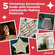 Adding a touch of festive lighting to your home can be both simple and rewarding, bringing warmth and creativity into your Christmas decor. With a bit of imagination using our Dannells lampshade making materials and lampshade kits, you can create beautiful, custom lighting displays that no shop-bought option can match. 

Dive into our top five Christmas decoration tutorials, crafted using our extensive selection of lampshade-making materials, and make this festive season uniquely bright and memorable! Lampshade Making, Diy Lampshade, Lampshade Kits, Handmade Lanterns, Christmas Lighting, Diy Lamp Shade, Festival Diy, Top Five, Light Project