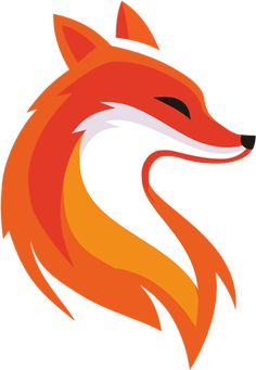 an orange and white fox's head is shown in the center of this image