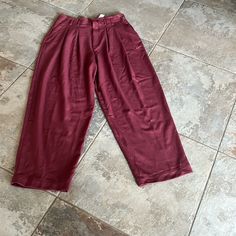 Beautiful Pair Of Pants , Wide Leg Brand New Burgundy Workwear Bottoms With Pockets, High Waist Burgundy Workwear Bottoms, High Waist Burgundy Bottoms For Work, Casual High Waist Burgundy Pants, Burgundy High-waist Bottoms For Work, Casual Red Straight Leg Dress Pants, Casual Red Dress Pants With Pockets, Casual Red Dress Pants For Spring, Burgundy Wide Leg Bottoms For Spring