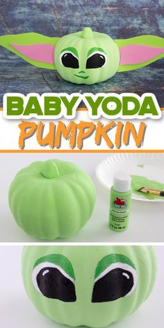 this baby yoda pumpkin is so cute and easy to make