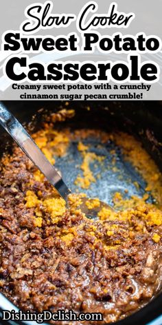 slow cooker sweet potato casserole with crumbled meat