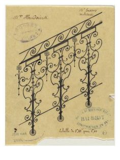 an old postcard with wrought iron railings and handwritten lettering on the front