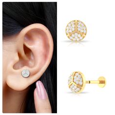 Product Details Crafted in Solid Gold, this Round Stud Earring is adorned with Round Cut Moissanites in a prong setting, creating a dazzling piece of Body Jewelry. Product Information SKU SHP-BODYJ122110455 Weight 0.99 gm (Approximate) MOISSANITE INFORMATION No.of Stones 24 Pieces Total Weight 0.14 Carat (Approximate) Dimension(approx) Round-1.10X1.10 mm-6 PcsRound-1X1 mm-18 Pcs Color White Cut Brilliant Shape Round Setting Type Pave-Setting Quality Grade D-VS1 View More Product Parent Collectio Men's Piercings, Second Hole Earrings, Cartilage Earrings Stud, Cartilage Stud, Helix Earrings, Circle Diamond, Round Stud Earrings, Cartilage Earrings, Body Jewellery