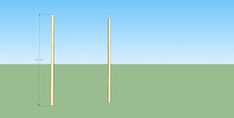 two tall poles in the middle of a green field with blue sky behind them and grass below