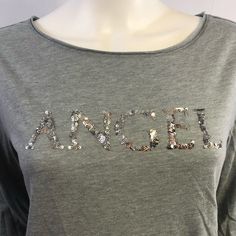 Small Glitter Angel Victoria’s Secret Long Sleeve Shirt Nwt Spring Party Tops With Text Print, Fall Letter Print Top For Night Out, Trendy Long Sleeve Glitter Top, Spring Long Sleeve Glitter Tops, Casual Sequin Tops For Fall, Glitter Print Crew Neck Tops For Fall, Trendy Long Sleeve Sequin Top, Fall Party Tops With Letter Print, Letter Print Tops For Fall Parties