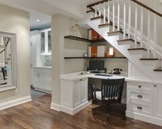 an image of a home office with stairs