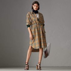 Burberry Vintage Check Cotton Tie-waist Shirt Dress Dresses With Feathers, Checked Shirt Dress, Burberry Dress, Tie Waist Shirt, Burberry Vintage, Luxury Dresses, Cotton Shirt Dress, Luxury Dress, Classic Shirt