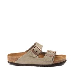 Womens Birkenstock Arizona Soft Footbed Sandal - Stone | Journeys Tan Birkenstocks, Light Brown Birkenstocks, Birkenstock Taupe, Birkenstock Taupe Arizona, Birkenstock Arizona Khaki, Birkenstock Sandals Women, Birkenstock Style, Birkenstock Women, Birkenstock Sandals