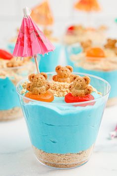 there are many desserts with teddy bears in them