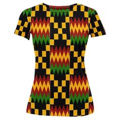 This beautifully designed African Print Women T-Shirt in Kente Print is a must-have for any wardrobe. The vibrant, cultural colors are eye-catching and full of character, it is soft and comfortable on the skin. The high-quality fabric adds a touch of luxury while still being breathable and lightweight. Wear this with confidence knowing it will always look fashionable and stylish. Product Features Please Compare your Measurements To our Size Chart This T-shirt is Designed for fashionable women. M Kente Print, Women T Shirt, African Print, Product Features, Quality Fabric, Must Haves, Size Chart, Confidence, T Shirts For Women