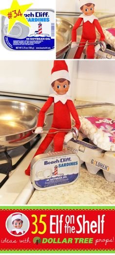 the elf on the shelf is baking in the oven with an electric skillet and frying pan