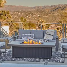 a fire pit sitting on top of a patio