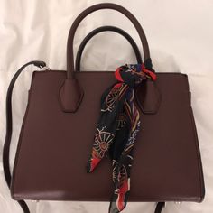 Nwot Zara Handbag. Used Once Or Twice But It Just Wasn’t Really My Style. Has Multiple Pockets And The Scarf Really Adds Something Special To This Bag! Measurements: 11” X 8” X 5” Adjustable Strap: 45” Long Zara Handbags, Zara Bags, Adjustable Straps, Zara, Bag Lady, Handbags, My Style, Red, Women Shopping