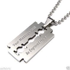 CUSTOM ENGRAVED PERSONALIZED Stainless Steel Razor Blade Necklace Pendant Blade Necklace, Boho Witch, Edgy Jewelry, Razor Blade, Dope Jewelry, Engraved Items, Stainless Steel Pendant, Style Necklace, Cute Jewelry