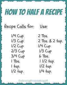 the recipe for how to half a recipe