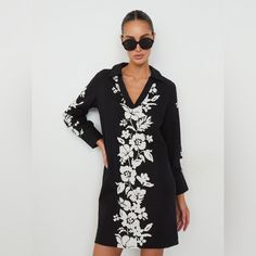 Zara Floral Collared Shirt Dress This Is New Without Tags Size Medium Chest: 20 Inches Length: 32 Inches Zara Fitted Collared Dress, Black Collared Dress With Floral Print, Black Collared Floral Print Dress, Black White Floral Dress, Zara Floral V-neck Dress For Spring, Zara Black Floral Print Dress, Chic Zara Floral Dress With V-neck, Zara Summer Floral V-neck Dress, Zara V-neck Floral Embroidered Dress