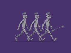 three people are walking with arrows in their hands