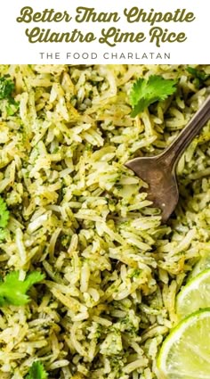 rice with cilantro, lime and parsley on the side