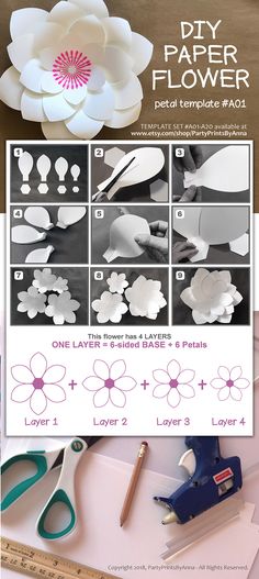 the instructions for making paper flowers are shown