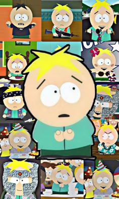 a collage of south park characters in cartoon form, with many different facial expressions