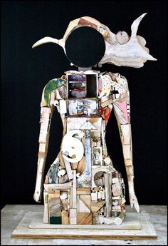 a sculpture made out of different types of items