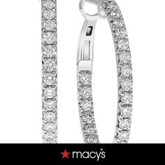 in stock Timeless Hoop Diamond Earrings For Anniversary, Classic White Hoop Jewelry, Gia Certified Hoop Jewelry For Anniversary, Classic Gia Certified Hoop Diamond Earrings, Gia Certified Classic Hoop Diamond Earrings, Elegant Hoop Earrings With Diamond Accents From Macy's, Classic Oval Hoop Earrings For Wedding, Macy's Elegant White Gold Hoop Earrings, Elegant Macy's White Gold Hoop Earrings