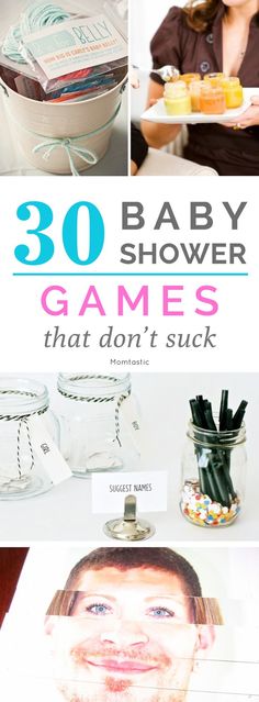 30 baby shower games that don't suck - add these to your planning! Baby Shower Gamea, Bos Baby, Bebe Shower, Funny Baby Shower Games, Babyshower Party, Baby Shower Invitaciones