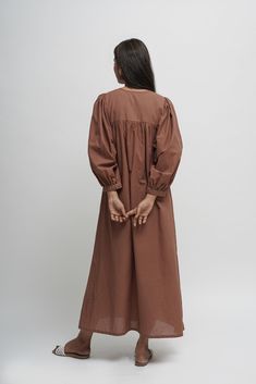 Cotton Comfortable Hand Embroidered Brown Loose/baggy Maxi Dress, Hand Crafted Patch Work, Custom Colour, Plus Size Tunic, Oversized Dress - Etsy Cotton Peasant Dress With Gathered Sleeves, Billowy Cotton Dress For Fall, Cotton Bishop Sleeve Daywear Dress, Cotton Bishop Sleeve Dresses For Daywear, Cotton Billowy Long Sleeve Dress, Billowy Long Sleeve Cotton Dress, Brown Embroidered Cotton Dresses, Billowy Cotton Long Sleeve Dresses, Brown Oversized Dress For Daywear