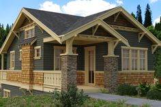 This craftsman design floor plan is 980 sq ft and has 2 bedrooms and 1 bathrooms. Craftsman Cottages, Craftsman Houses, Craftsman Details, Vacation Cottage, Bungalow Exterior, Craftsman Exterior, Craftsman Style House, Casas Coloniales, Bungalow House Plans